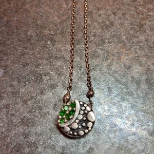 Christy Feaver Double Sided Silver Pendant With Green Crystals